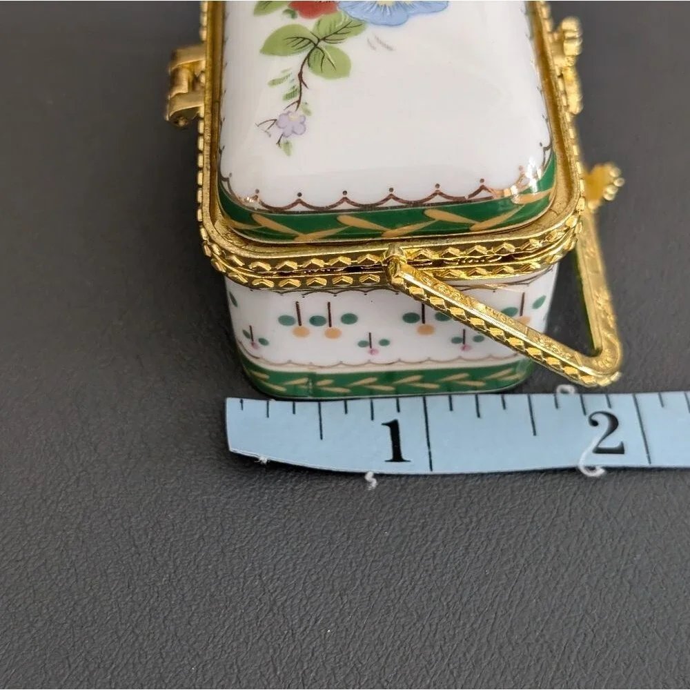 Vintage Porcelain Floral Trinket Box